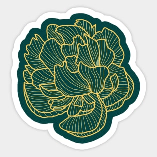 Peony line-art yellow Sticker